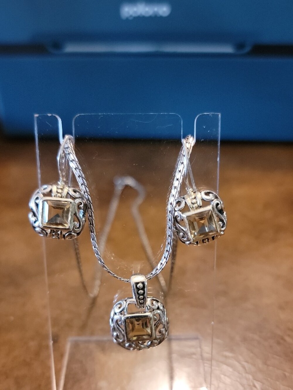 Lemon Citrine Set In 925 Sterling Silver Pendant & Earrings Set